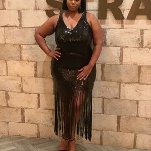 Black sequined cocktail dress